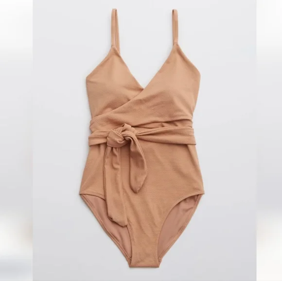 Aerie beige One Piece Swimsuit Small Wrap - Picture 1 of 3